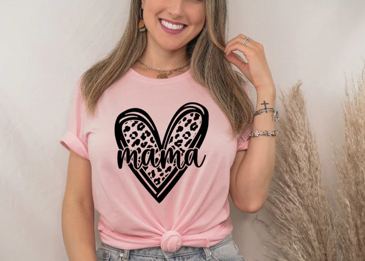 Mama Cheetah Heart T Shirt