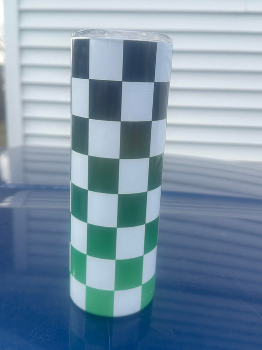 Black to Green Checkered Flag Tumbler