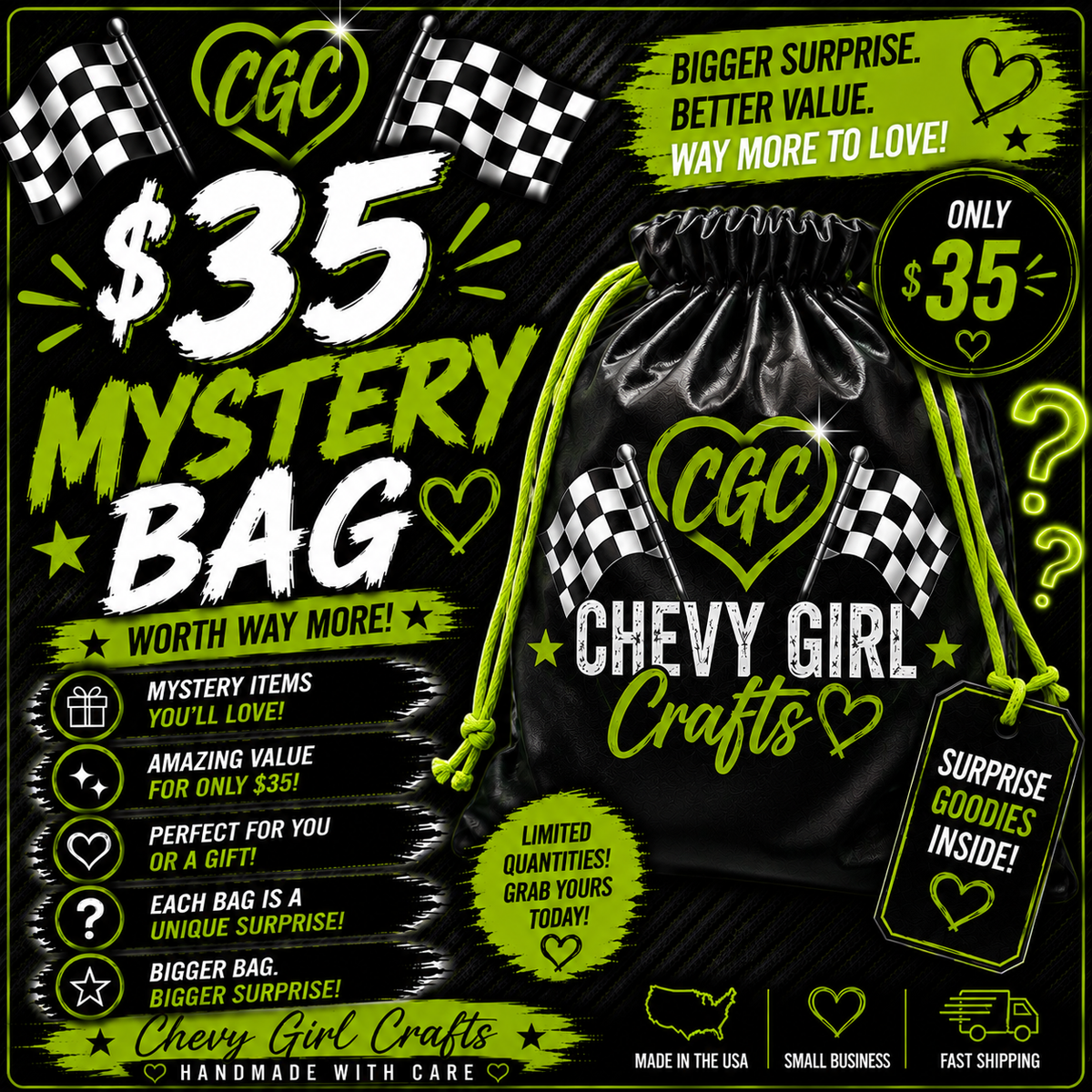 🏁 Chevy Girl Crafts $35 Mystery Bag 💚🖤