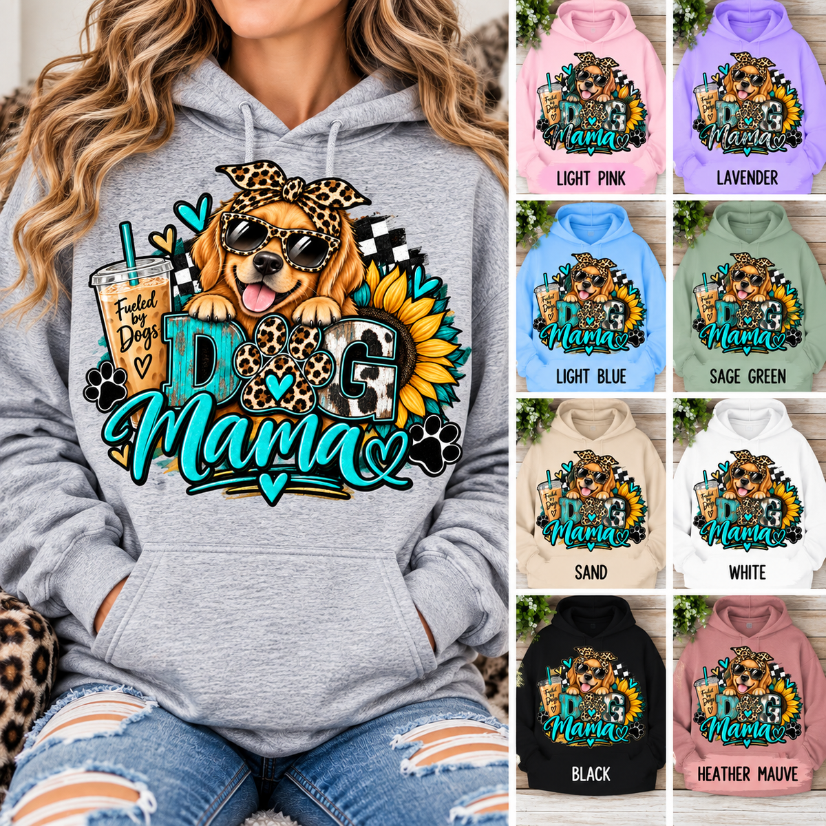 Dog Mama Leopard & Sunflower Hoodie