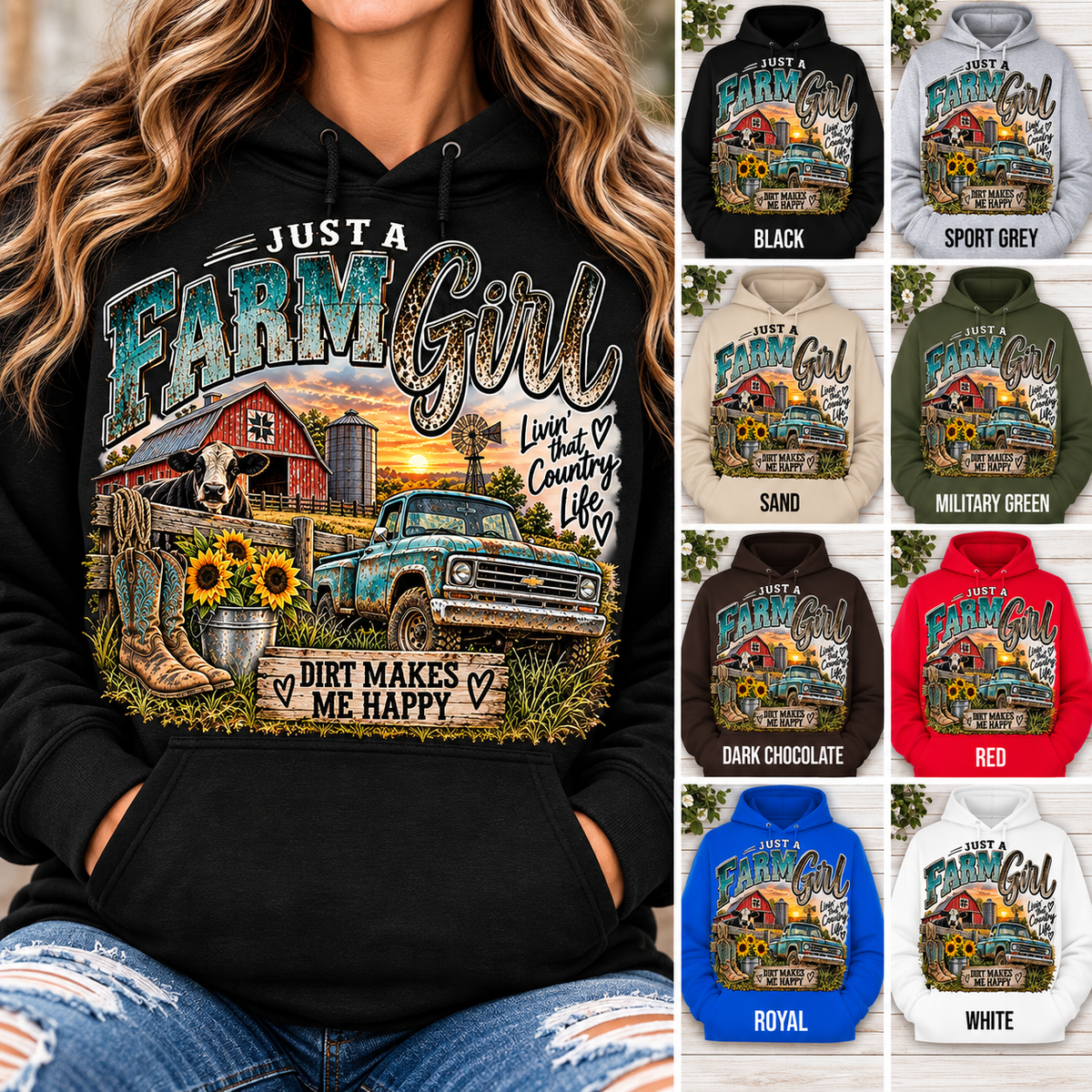 Just a Farm Girl Livin' That Country Life Hoodie