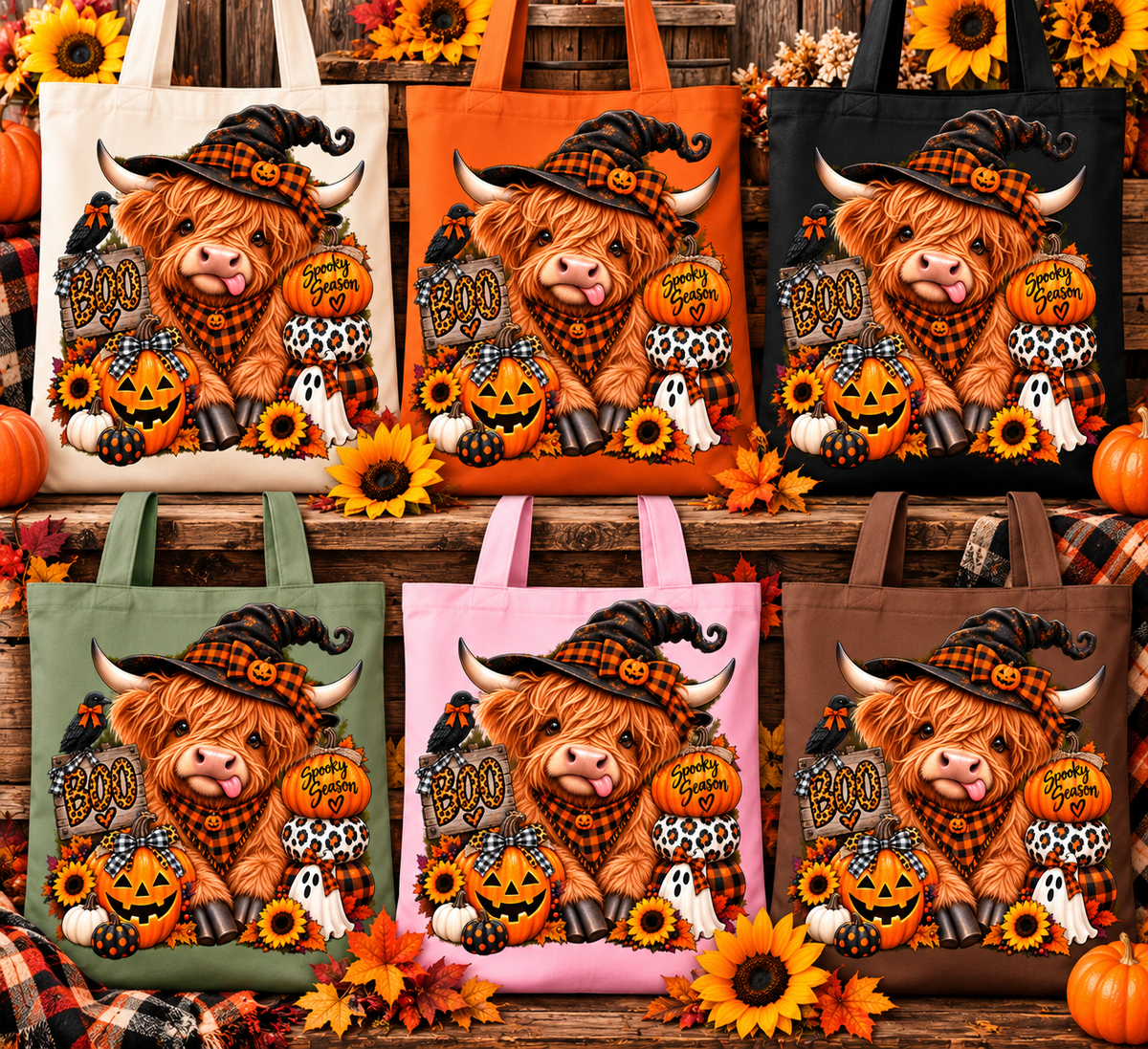 Spooky Season Highland Cow Tote Bag