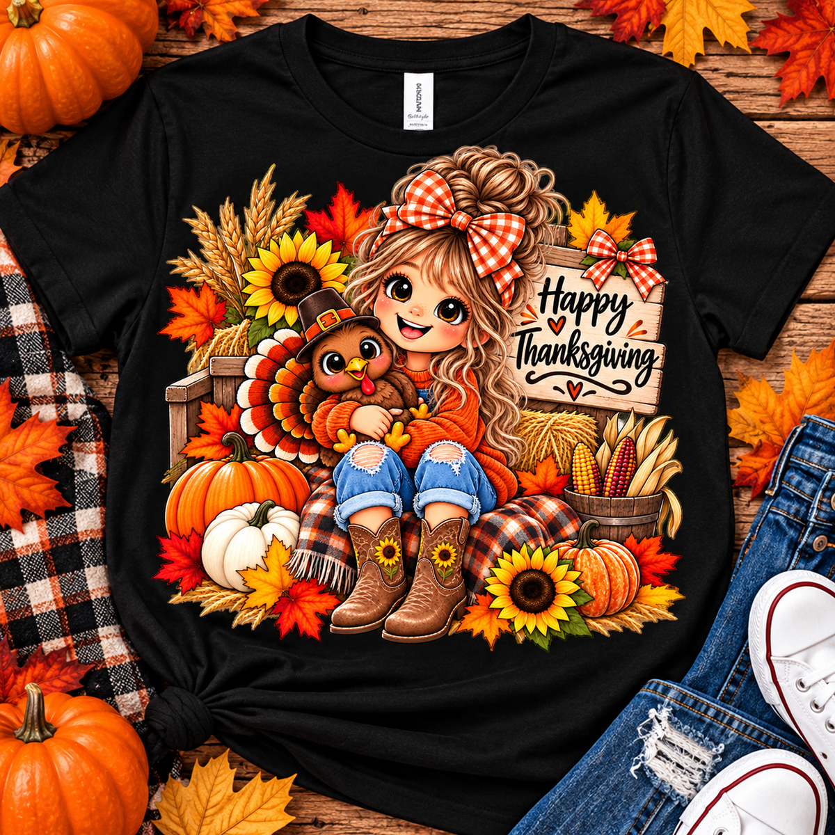 Thanksgiving Girl & Turkey Shirt
