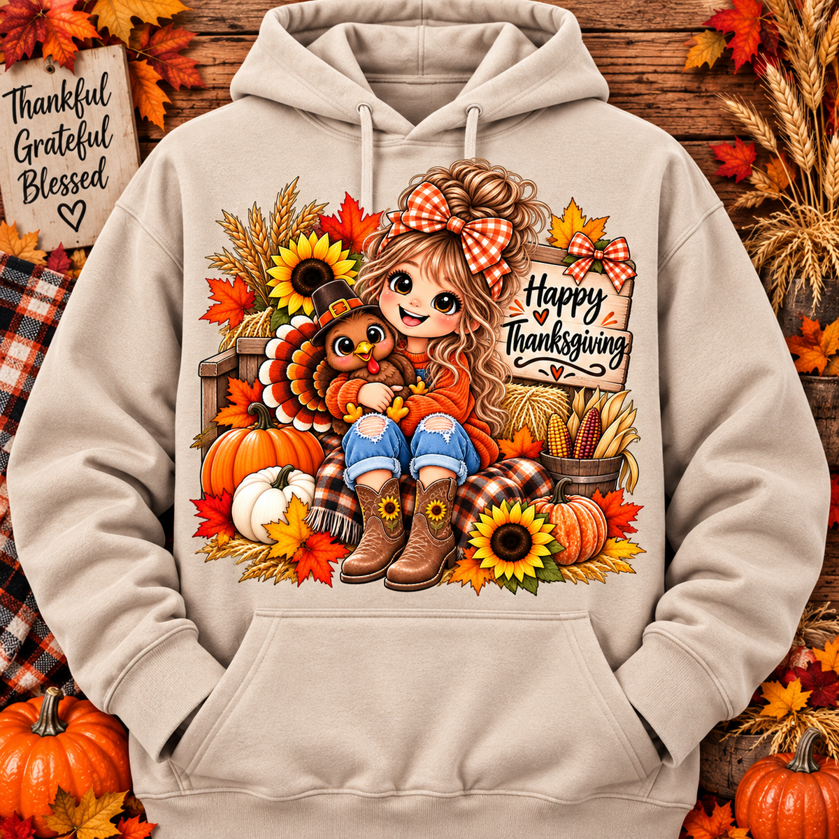 Thanksgiving Girl & Turkey Sweatshirt