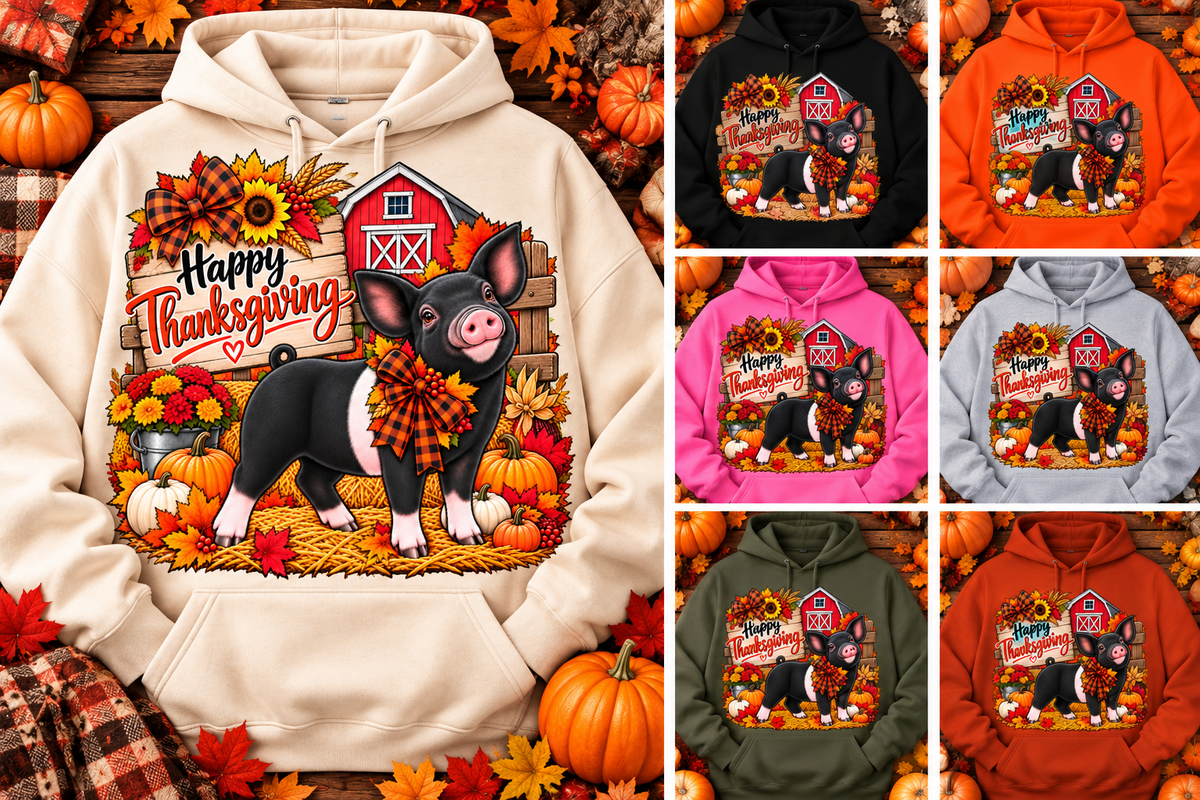 Happy Thanksgiving Show Pig Hoodie