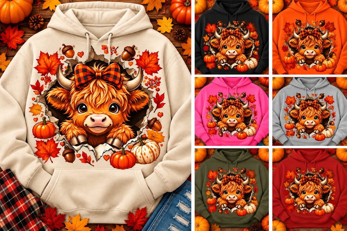 Fall Highland Cow Hoodie