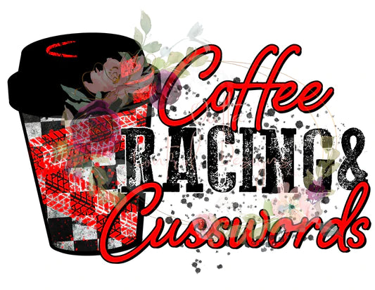 Coffee Racing Cusswords Red T Shirt