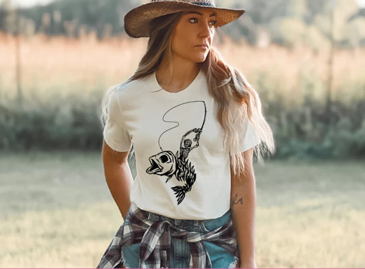 Fishing Skeleton T Shirt