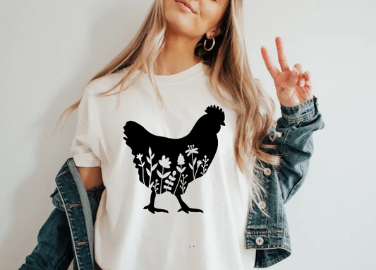 Floral Chicken T Shirt