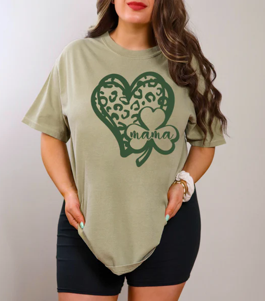 Mama Cheetah Heart T Shirt