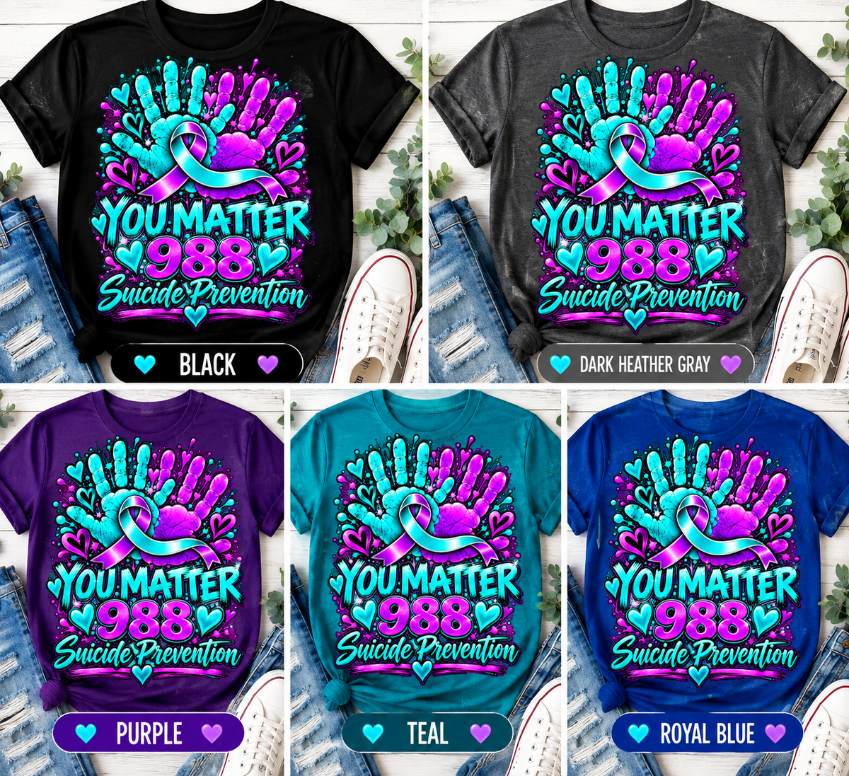 You Matter 988 Suicide Prevention 💜 T Shirt