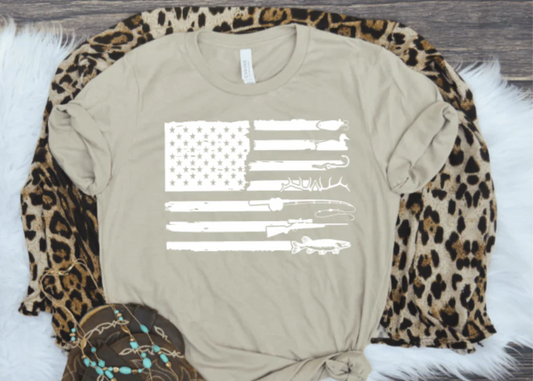 Hunting Fishing Flag T Shirt