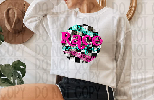 Race Wife Teal Pink Hoodie