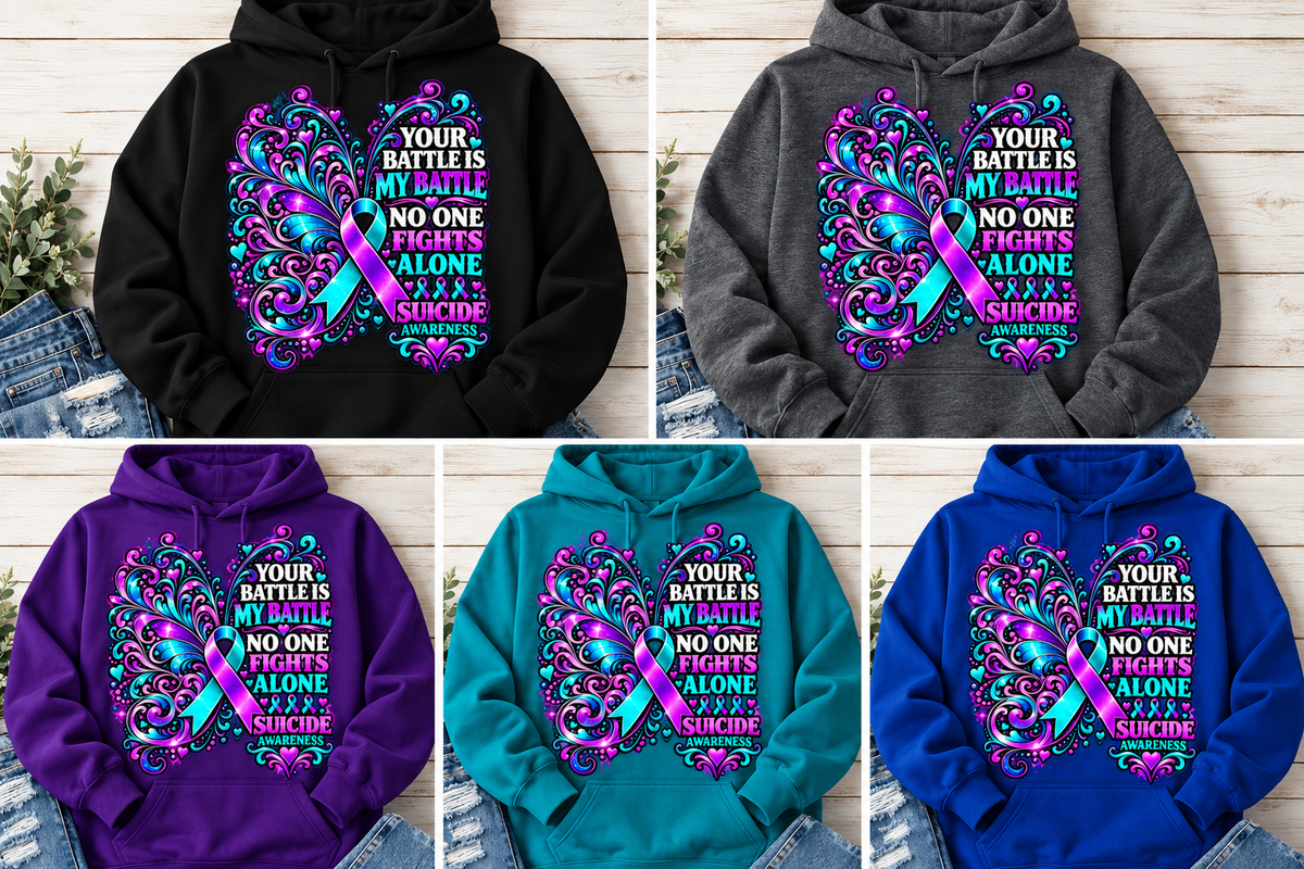 Your Battle Is My Battle — No One Fights Alone 💜 Hoodie