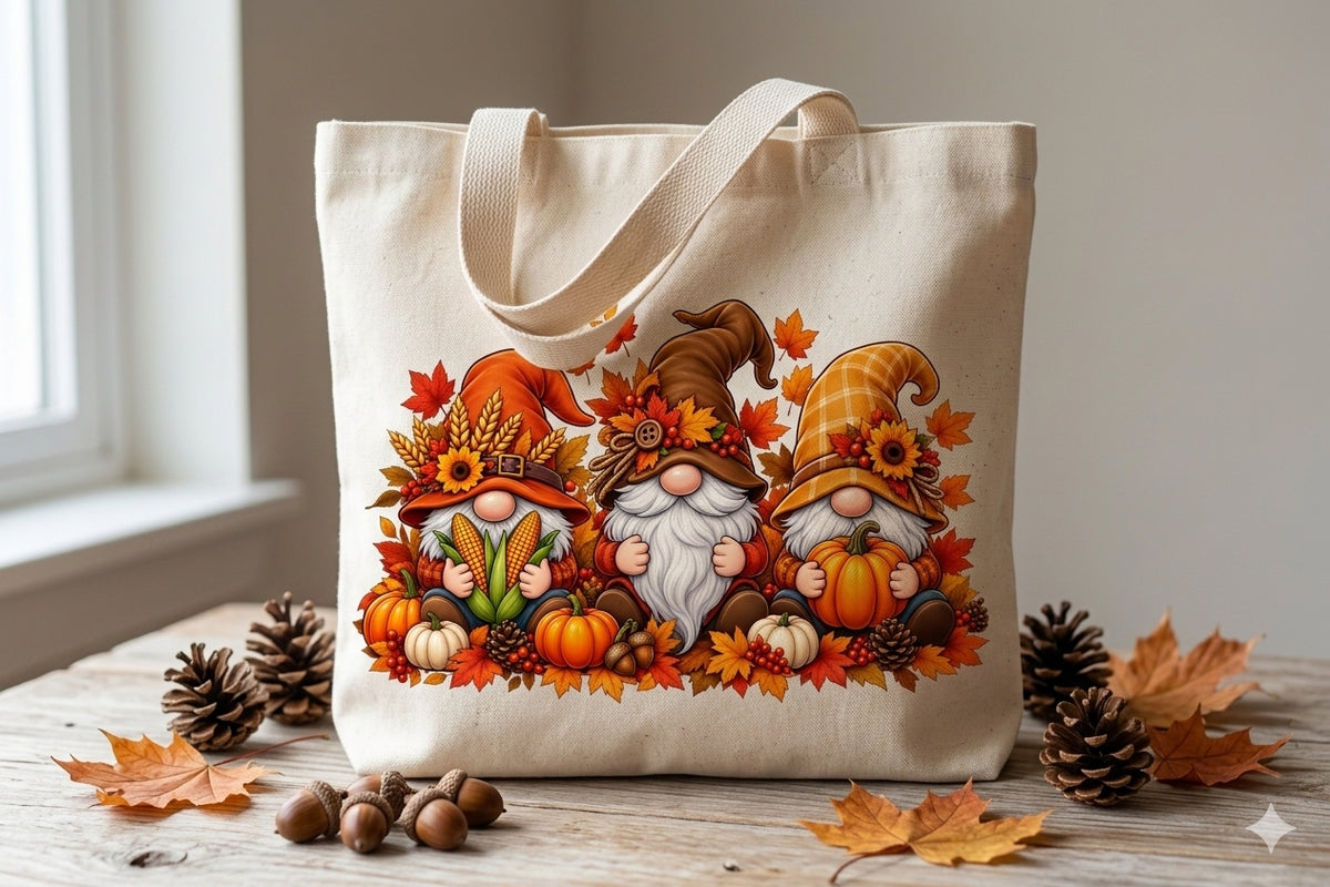 Fall Gnome Trio Tote Bag